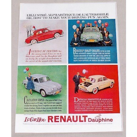 1960 Renault Dauphine Automobile Vintage Print Car Ad - Le Car Hot
