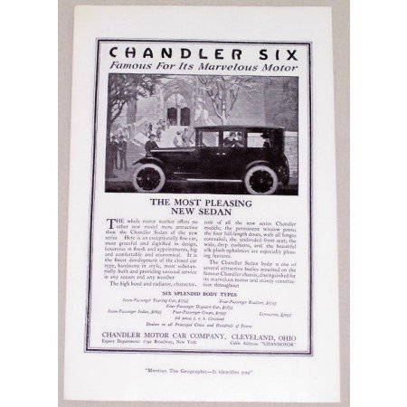 1919 Chandler Six Sedan Automobile Vintage Print Car Ad - Most Pleasing