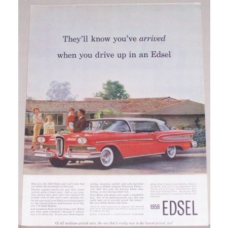 1958 Edsel Citation 2 Door Hardtop Automobile Color Print Car Ad