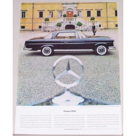 1962 Mercedes Benz 200 SE Coupe Automobile Color Print Car Ad