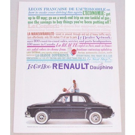 1959 Renault Dauphine Automobile Color Print Car Ad - Le Car Hot