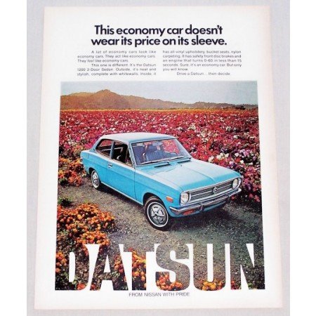 1972 Datsun 1200 Sedan Automobile Color Print Car Ad