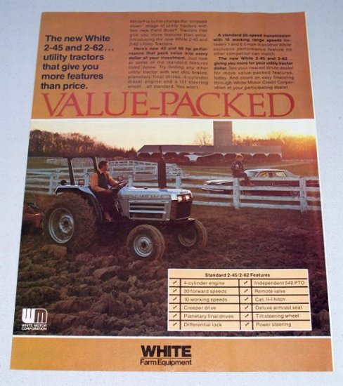1980 WHITE Utility Tractor Vintage Color Print Ad