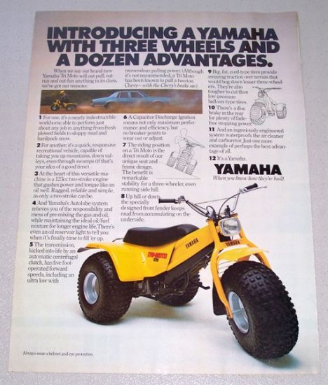 1980 YAMAHA Tri-Moto 125 All-Terrain 3 Wheeler Vehicle Vintage Color Print Ad