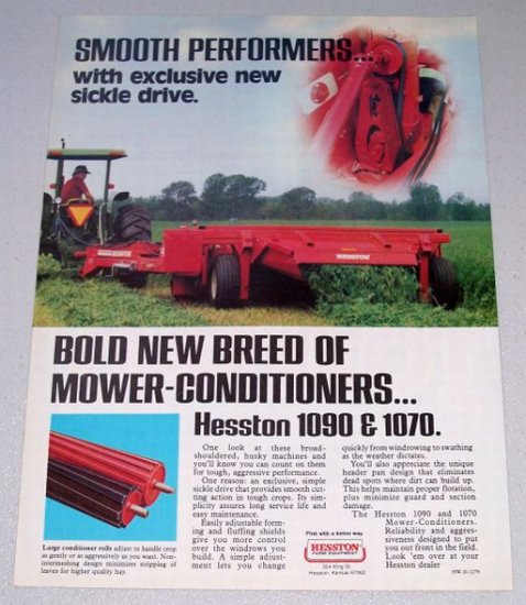 1980 HESSTON Mower Conditioner Farm Implements Vintage Color Print Ad