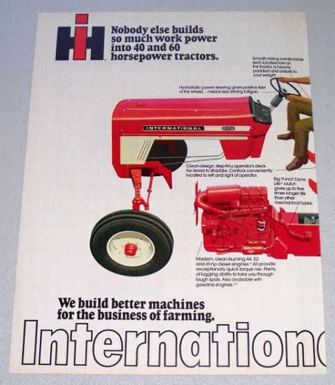1973 IH INTERNATIONAL HARVESTER 574 Farm Tractor Vintage 2 Page Color Print Ad