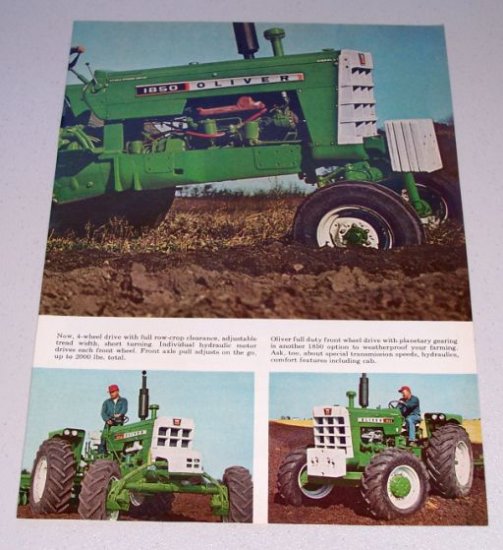 1966 OLIVER 1850 Diesel Farm Tractor 2 Page Color Print Ad