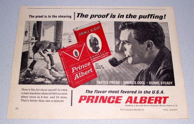 1966 Prince Albert Pipe Tobacco Sheep Sheering Print Ad