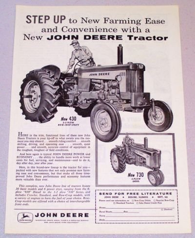 1958 JOHN DEERE 430 Row-Crop Utility Tractor Print Ad