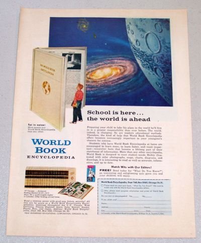 1958 World Book Encyclopedia Outer Space Art Color Print Ad