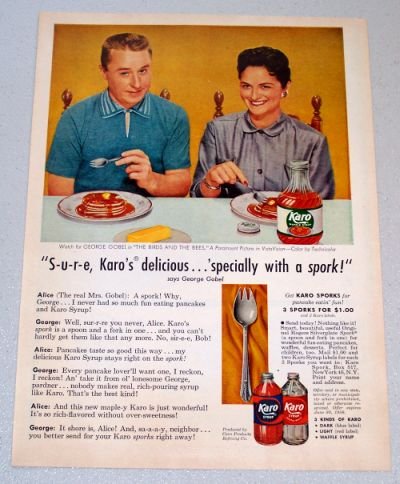 1956 KARO Syrup Color Print Ad Celebrity GEORGE GOBEL