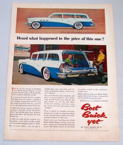 1956 BUICK Estate Wagon Automobile Color Art Print Car Ad