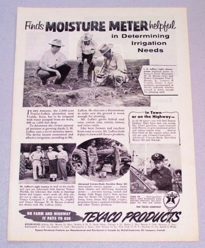 1956 TEXACO Products Moisture Meter Print Ad