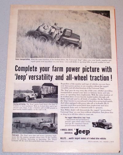 1956 Willys Universal JEEP Transportation Print Ad