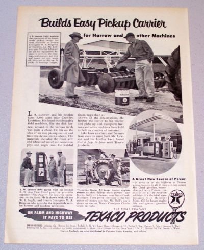 1956 TEXACO Products Harrow Disk Print Ad