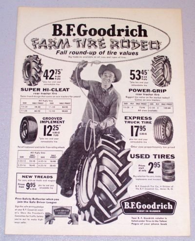 1956 B.F. GOODRICH Tires Print Ad FARM TIRE RODEO