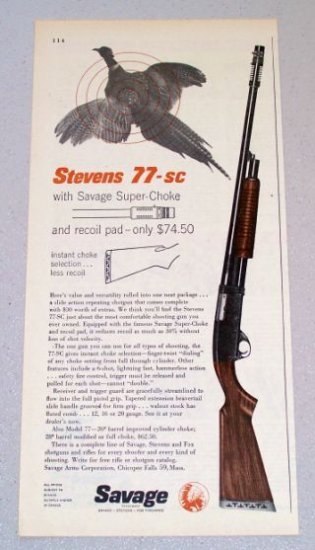 1956 Savage STEVENS 77-sc Repeating Shotgun Print Ad