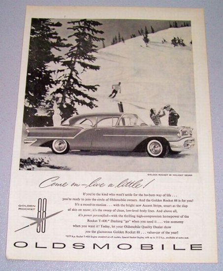 1957 OLDSMOBILE Golden Rocket 88 Holiday Sedan Automobile Print Car Ad