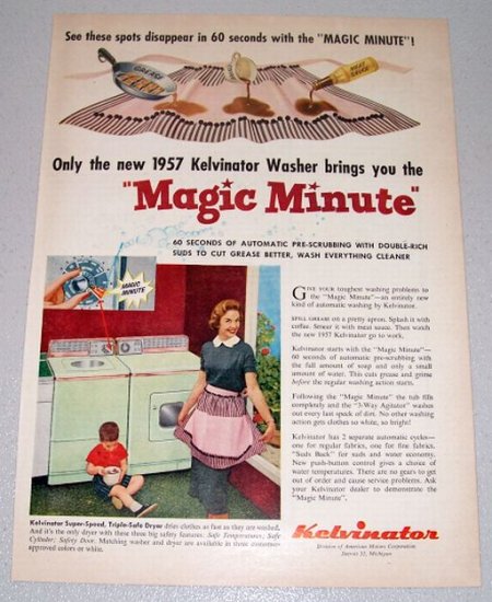 1957 KELVINATOR Magic Minute Washer Color Print Ad