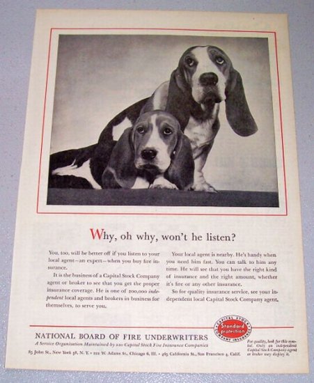 1957 Fire Underwriters Capitol Stock Insurance Beagles Dogs Animal Print Ad