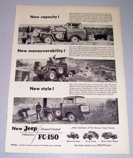 1957 Willys JEEP FC150 Pickup Truck Print Ad