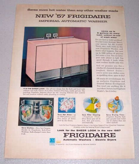 1957 FRIGIDAIRE Imperial Automatic Washer Color Print Ad