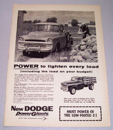 1957 DODGE Pickup Truck Print Ad