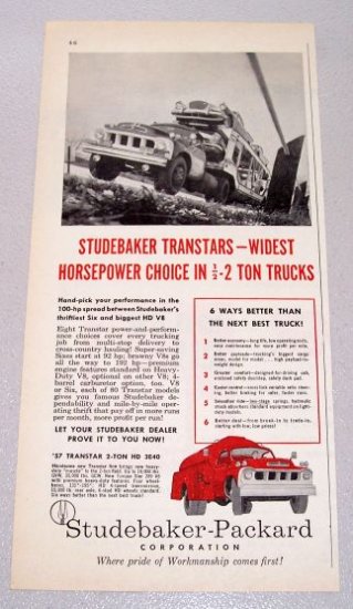 1957 STUDEBAKER Transtar Truck Print Ad