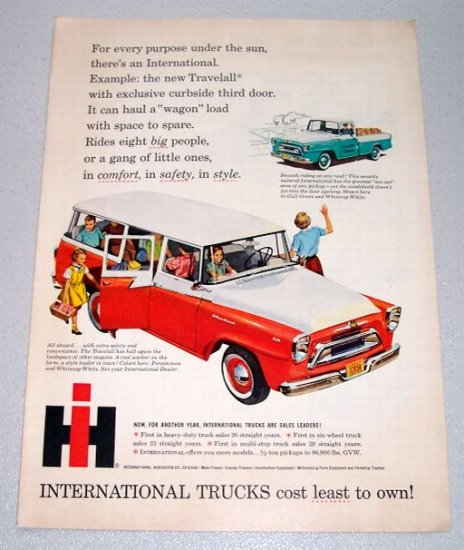 1958 International 110 Travelall Wagon Color Art Print Truck Ad