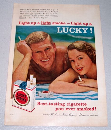 1958 Lucky Strike Cigarettes Tobacco Print Ad - When You Settle Down