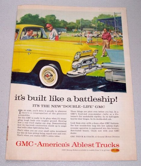 1958 GMC Pickup Truck 2 Page Color Art Print Ad