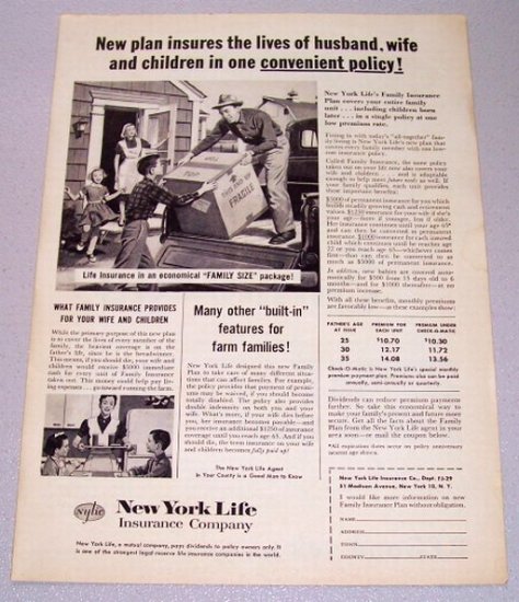 1958 New York Life Insurance Print Ad - Family Size Package