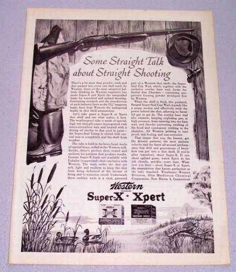 1956 Western Super X Xpert Shot Shell Ammunition Hunting Art Print Ad