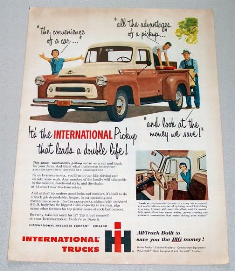 1956 International A100 Pickup Truck Color Art Print Ad