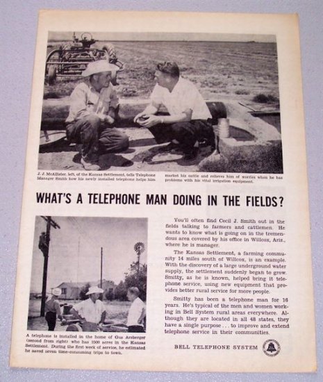 1956 Bell Telephone System Print Ad JJ McAllister Kansas