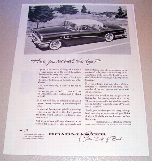 1955 Buick Roadmaster Automobile Print Car Ad