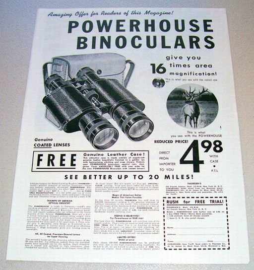 1955 Powerhouse Binoculars Print Ad