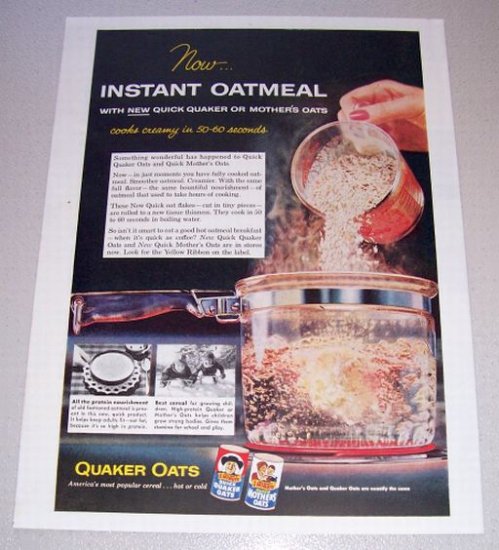 1955 Quaker Oats Instant Oatmeal Color Print Ad
