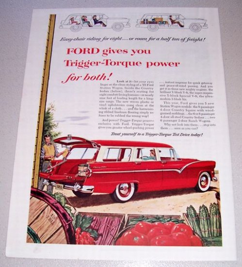 1955 Ford Country Sedan Station Wagon Automobile Print Car Ad