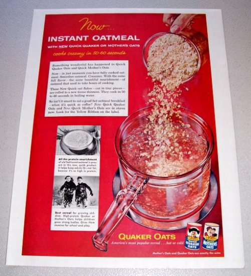 1955 Instant Oatmeal Quaker Oats Print Color Ad