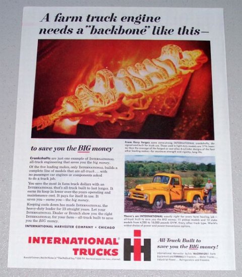 1955 Color Print Ad International Truck Crankshafts