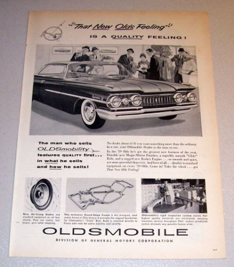1959 Car Print Ad Oldsmobile Dynamic 88 Automobile