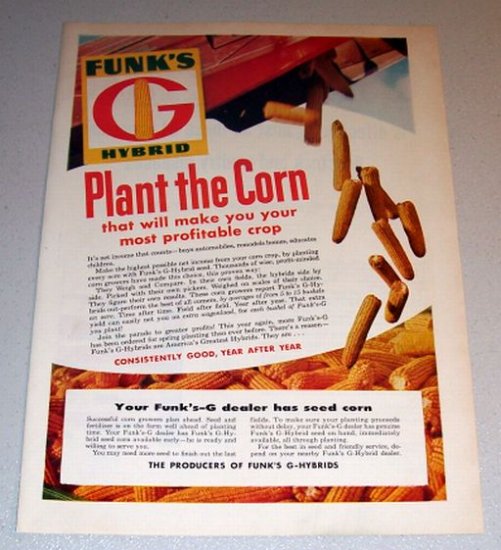 1959 Color Print Ad Funk's G Hybrid Seed Corn