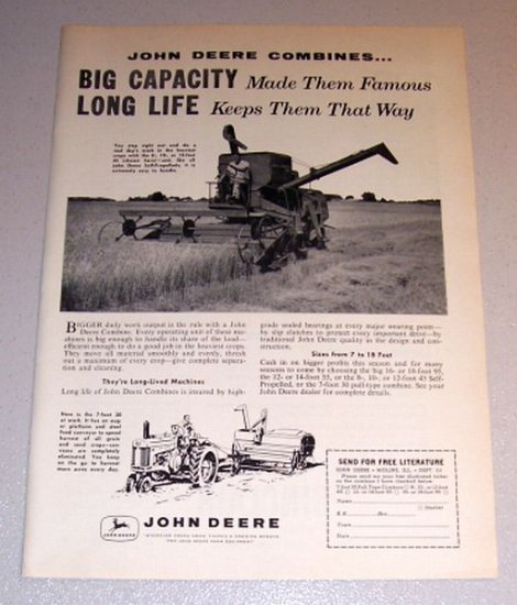 1959 Print Ad John Deere 45 Combine Farming Equipment