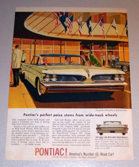 1959 Color Car Print Ad Pontiac Bonneville Automobile