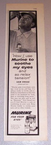 1959 Print Ad Murine Eye Drops Golf Celebrity Sam Snead
