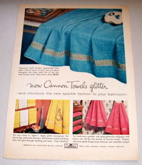 1956 Color Print Ad Cannon Glitter Towels