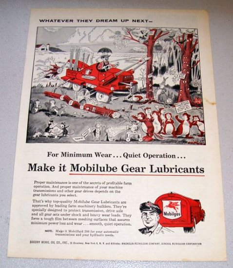 1956 Color Art Print Ad Socony Mobile Oil - Jiffy Field Clearer