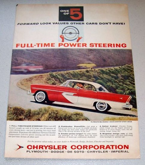 1956 Color Print Car Ad Plymouth Belvedere Sport Sedan Automobile