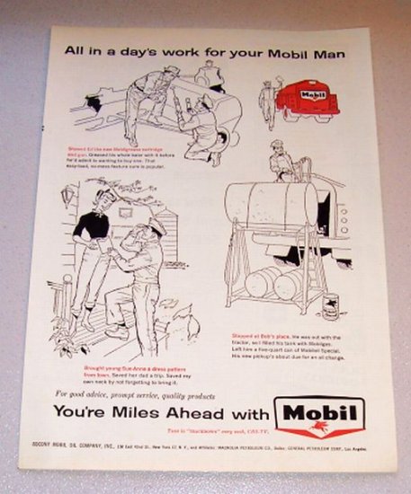 1958 Print Ad Socony Mobile Oil - All In A Days Work